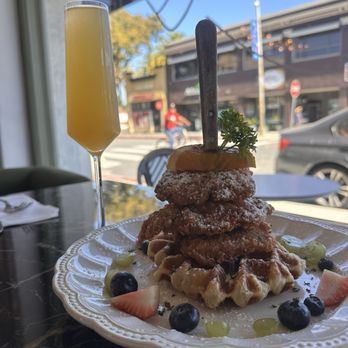 Whisper - Chicken and waffles + mimosa - Breakfast & Brunch Near Me - San Mateo, California