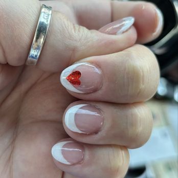 Milano Nail Spa Spring - Middle nail looks cracked under the clear and 4th finger is a different shape - Nail Salons Near Me - Spring, Texas Milano Nail Spa Spring - Middle nail looks cracked under the clear and 4th finger is a different shape - Nail Salons Near Me - Spring, Texas