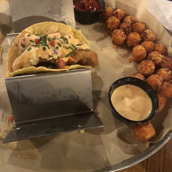 Fiddlehead Restaurant - Fish Taco with Sweet potato tots. - New American Near Me - Michigan City, Indiana Fiddlehead Restaurant - Fish Taco with Sweet potato tots. - New American Near Me - Michigan City, Indiana