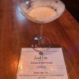 Special Fall drink created by Ethan the bartender, Feels Like Fall