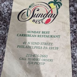 Sunday's Best - Menu