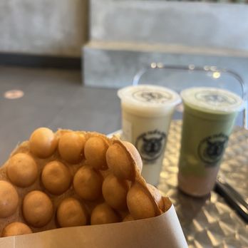 Tiger Tea & Juice - Egg Waffle, Jasmine Green Milk Tea, and Matcha Taro Mochi - Bubble Tea Near Me - Daly City, California