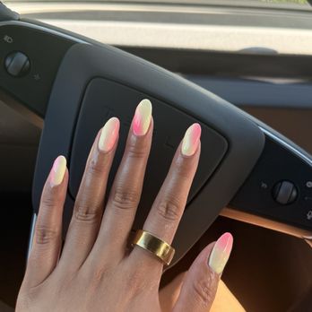 Valley Nail - The latest design, butter pastel yellow with ombré pink. Obsessed! - Nail Salons Near Me - Valley Village, California Valley Nail - The latest design, butter pastel yellow with ombré pink. Obsessed! - Nail Salons Near Me - Valley Village, California