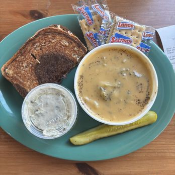 Clara's Tidbits Mandarin - Half of a Rueben sandwich and a cup of Cup Broccoli Cheddar soup. - American Near Me - Jacksonville, Florida Clara's Tidbits Mandarin - Half of a Rueben sandwich and a cup of Cup Broccoli Cheddar soup. - American Near Me - Jacksonville, Florida