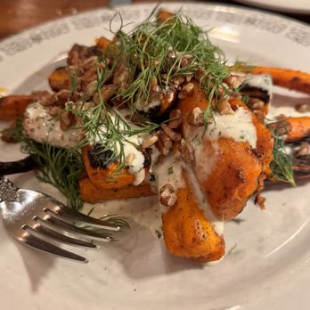 The Publican - Barbecued carrots with creamy herb dressing, dill and pecans - New American Near Me - Chicago, Illinois The Publican - Barbecued carrots with creamy herb dressing, dill and pecans - New American Near Me - Chicago, Illinois
