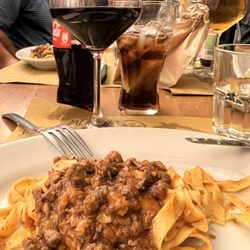 Osteria Broccaindosso - Tagliatelle Al ragu (2nd of the 3 pasta sampler) and the best I've had yet. The ragu was meaty and really flavorful.