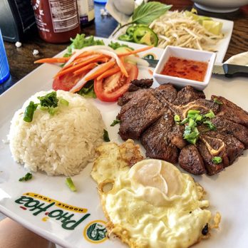 Pho Hoa and Jazen Tea - Pork chop rice plate - Vietnamese Near Me - Lafayette, Louisiana