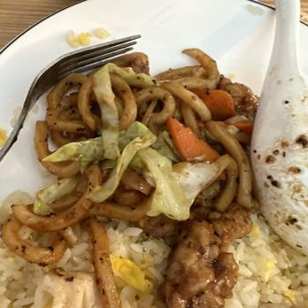One More Bite Dumpling House - Chicken Fried Udon With Black Pepper Sauce Chicken Egg Fried Rice - Shanghainese Near Me - San Marcos, California One More Bite Dumpling House - Chicken Fried Udon With Black Pepper Sauce Chicken Egg Fried Rice - Shanghainese Near Me - San Marcos, California