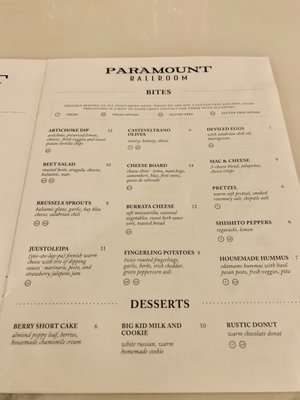 Menu photo 3 Paramount Ballroom Cheyenne, WY
