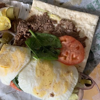 Subway - Was supposed to be a Egg and cheese flatbread( no cheese was on it, and steak added for some reason) - Sandwiches Near Me - Hyannis, Massachusetts