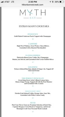 Menu photo 4 Myth Orlando, FL
