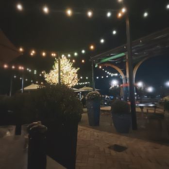 Barking Mad Cafe - Outdoor ambience at night. String lights and live music - Coffee & Tea Near Me - Gaithersburg, Maryland