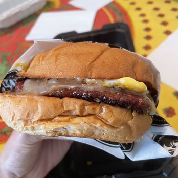 Lapu Lapu - Chorizo Breakfast Sandwich - Sweet Pork Chorizo Patty, Fried Egg, Pepper Jack Cheese, Banana Ketchup Mayo - Filipino Near Me - Gaithersburg, Maryland