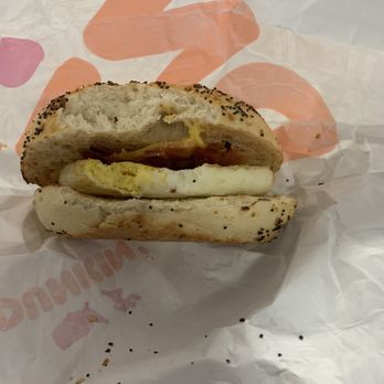 Dunkin Donuts - Everything Bagel with Egg, Cheese and Bacon. - Coffee & Tea Near Me - Jamaica, New York Dunkin Donuts - Everything Bagel with Egg, Cheese and Bacon. - Coffee & Tea Near Me - Jamaica, New York