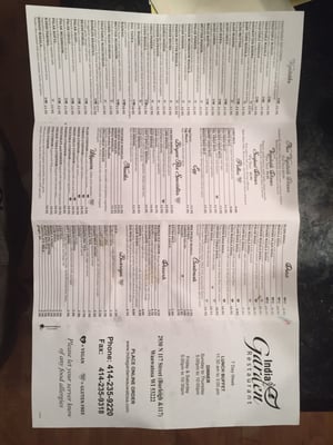 Menu photo 4 India Garden Wauwatosa, WI