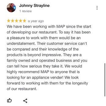 MAP Restaurant Supplies - Another happy customer - Restaurant Supplies Near Me - Newark, New Jersey MAP Restaurant Supplies - Another happy customer - Restaurant Supplies Near Me - Newark, New Jersey