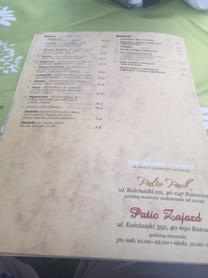 Menu photo 5 Restauracja Patio Katowice, SL