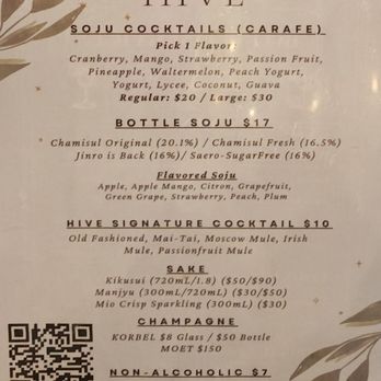 Hive - Beverages menu - Korean Near Me - San Diego, California Hive - Beverages menu - Korean Near Me - San Diego, California