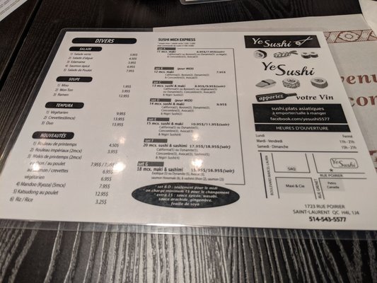 Menu photo 3 YeSushi Montreal, QC