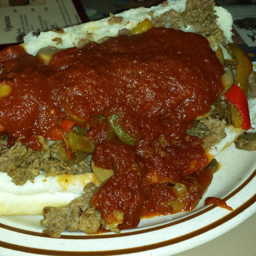 Morrette's - Famous steak sandwich smothered with sautéed onions mushrooms &green peppers topped with melted provolone cheese ! - American Near Me - Schenectady, New York