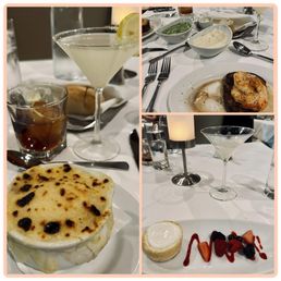 Classic Lemon Drop, Brown Butter Old Fashioned, French Onion Soup, PETITE FILET & SHRIMP*, MASHED, SPINACH, Symphony Cheesecake Classic Lemon Drop, Brown Butter Old Fashioned, French Onion Soup, PETITE FILET & SHRIMP*, MASHED, SPINACH, Symphony Cheesecake