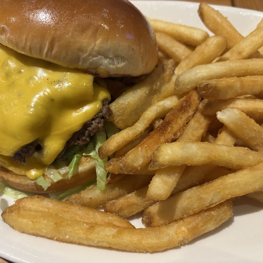 BJ's Restaurant & Brewhouse - All-American Smash Burger with Fries - New American Near Me - Orlando, Florida BJ's Restaurant & Brewhouse - All-American Smash Burger with Fries - New American Near Me - Orlando, Florida