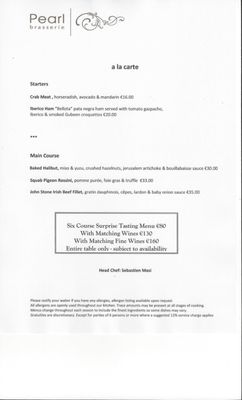 Menu photo 2 Pearl Brasserie Dublin, D
