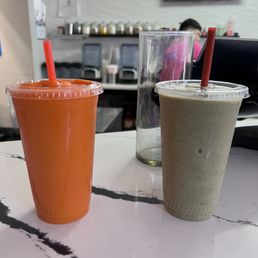 Carrot and some green smoothie