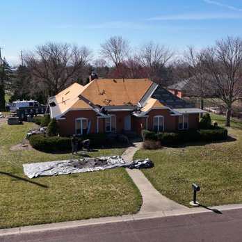 Pantheon Roofing Solutions - Aerial photo of a roof replacement near Champaign, IL. - Roofing Near Me - St Joseph, Illinois Pantheon Roofing Solutions - Aerial photo of a roof replacement near Champaign, IL. - Roofing Near Me - St Joseph, Illinois