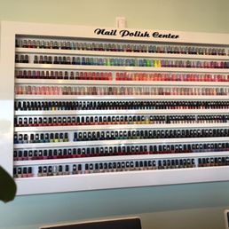 Wall of nail polish options - something for everyone. Dip and gel are on color wheels. Wall of nail polish options - something for everyone. Dip and gel are on color wheels.