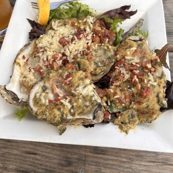 Blue Drum - Oysters Rockefeller Blue Drum Style.  Interesting - Seafood Near Me - Little River, South Carolina