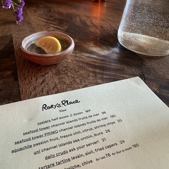 Rory's Place - Menu POV - New American Near Me - Ojai, California