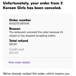 Cancelled order Cancelled order
