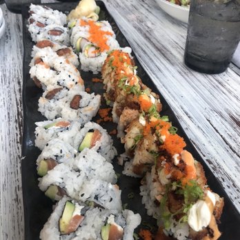 Wicked Tuna - Starting at the top left: spicy tuna, salmon roll, philly. Top right is the california and then the maryland - New American Near Me - Murrells Inlet, South Carolina