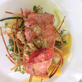 Lilys - Salmon with the perfect combo of toppings and flavors! - New American Near Me - Mount Shasta, California