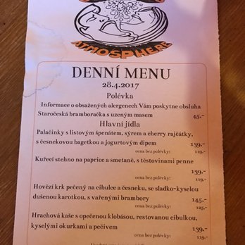Atmosphere Cafe Pub - dinner menu - Czech Near Me - Prague, Puerto Rico Atmosphere Cafe Pub - dinner menu - Czech Near Me - Prague, Puerto Rico