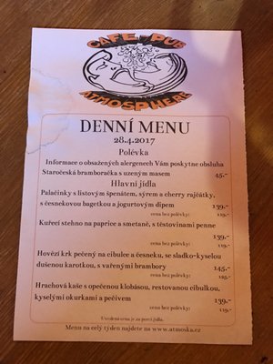 Menu photo 1 Atmosphere Cafe Pub Prague, PR