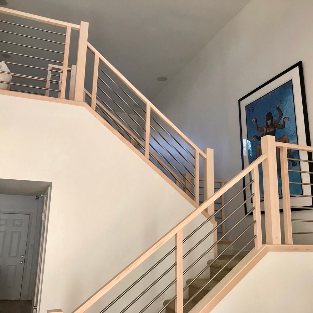 Artistic Stairs - My new post and rails. They will stain the wood on Monday. I'm obsessed! - Decks & Railing Near Me - Phoenix, Arizona