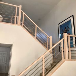 My new post and rails. They will stain the wood on Monday. I'm obsessed!