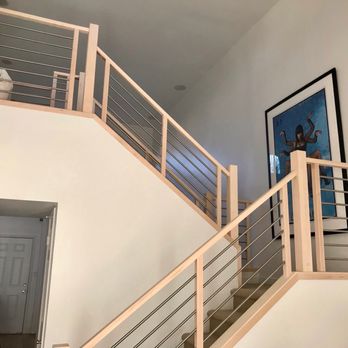 Artistic Stairs - My new post and rails. They will stain the wood on Monday. I'm obsessed! - Decks & Railing Near Me - Phoenix, Arizona