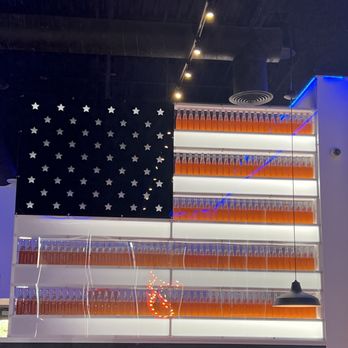 BurgerTen and ChickenToo - American flag made of Fanta Bottles - Burgers Near Me - Daytona Beach, Florida
