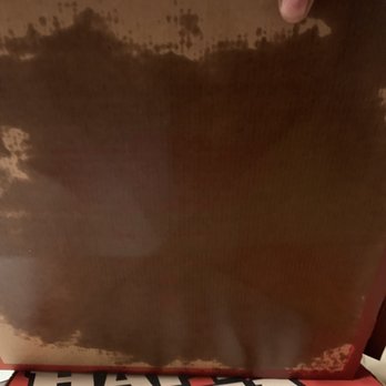 Happy's Pizza - Oil soaked box - Pizza Near Me - Belleville, Michigan