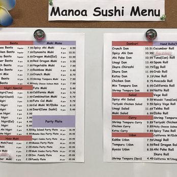 Manoa Sushi - 1/21/17 MENU - Japanese Near Me - Honolulu, Hawaii Manoa Sushi - 1/21/17 MENU - Japanese Near Me - Honolulu, Hawaii