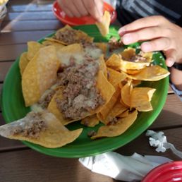 Beef nachos. Plain, greasy ground beef with a bit of cheese. No lettuce, tomatoes, hot sauce, nothing. Pretty blah! Beef nachos. Plain, greasy ground beef with a bit of cheese. No lettuce, tomatoes, hot sauce, nothing. Pretty blah!