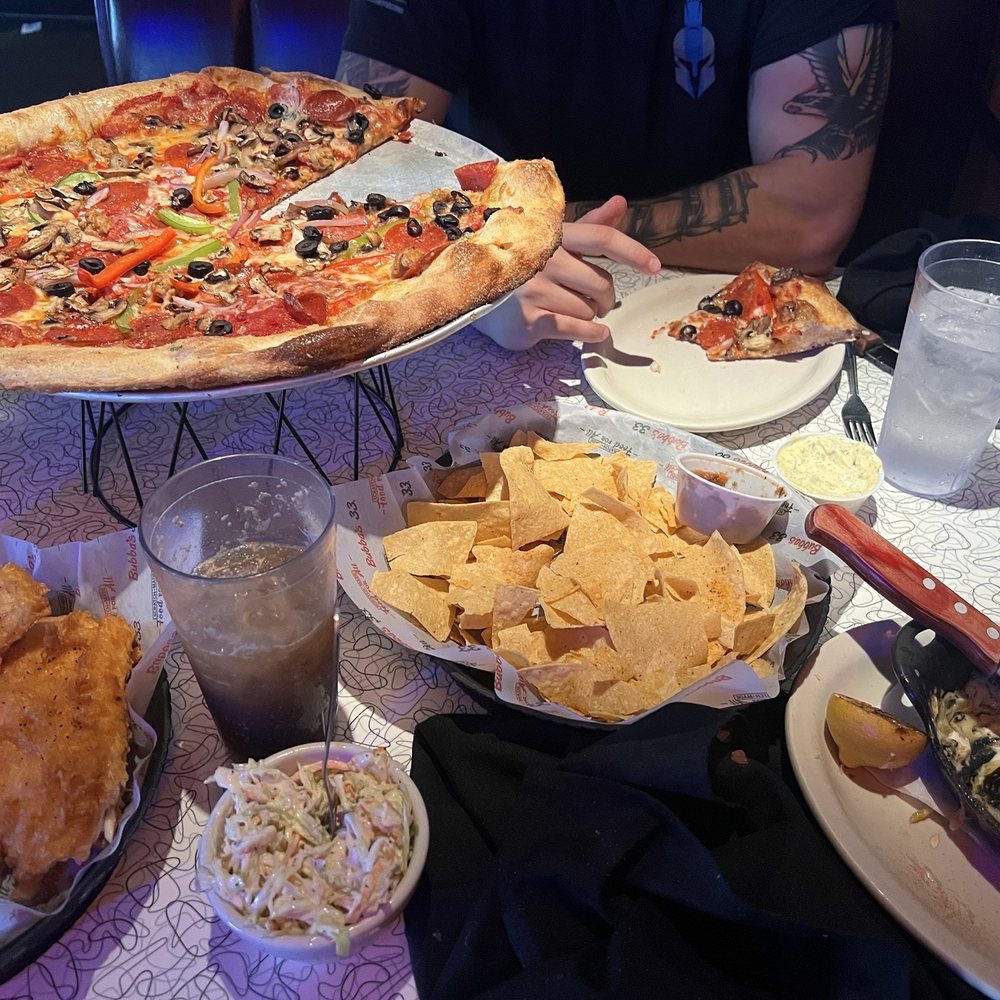 Bubba's 33 - And the small amount of space we had since the food took up so much lol - Pizza Near Me - Oklahoma City, Oklahoma
