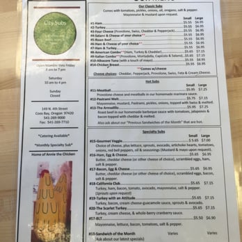 City Subs - The menu - Delis Near Me - Coos Bay, Oregon City Subs - The menu - Delis Near Me - Coos Bay, Oregon