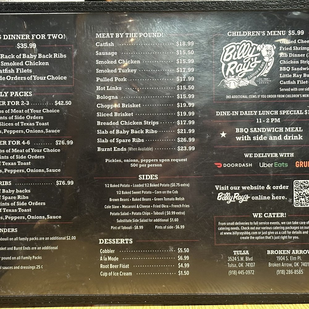 Billy Ray's Catfish & BBQ - Broken Arrow - Menu - Barbeque Near Me - Broken Arrow, Oklahoma