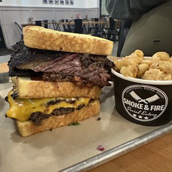 Smoke & Fire Social Eatery - Sandwich was massive (Mac Rib) - Comfort Food Near Me - La Habra, California Smoke & Fire Social Eatery - Sandwich was massive (Mac Rib) - Comfort Food Near Me - La Habra, California