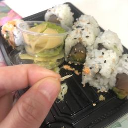 Bones found in the tuna avocado rolls. Bones found in the tuna avocado rolls.