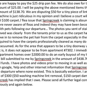 Spring Creek Apartments - Springcreek's attempt at extorting more money from me per their "CREATED NON ISSUES" never paid late rent, paid $2k to buyout of lease - Apartments Near Me - Crestview, Florida Spring Creek Apartments - Springcreek's attempt at extorting more money from me per their "CREATED NON ISSUES" never paid late rent, paid $2k to buyout of lease - Apartments Near Me - Crestview, Florida